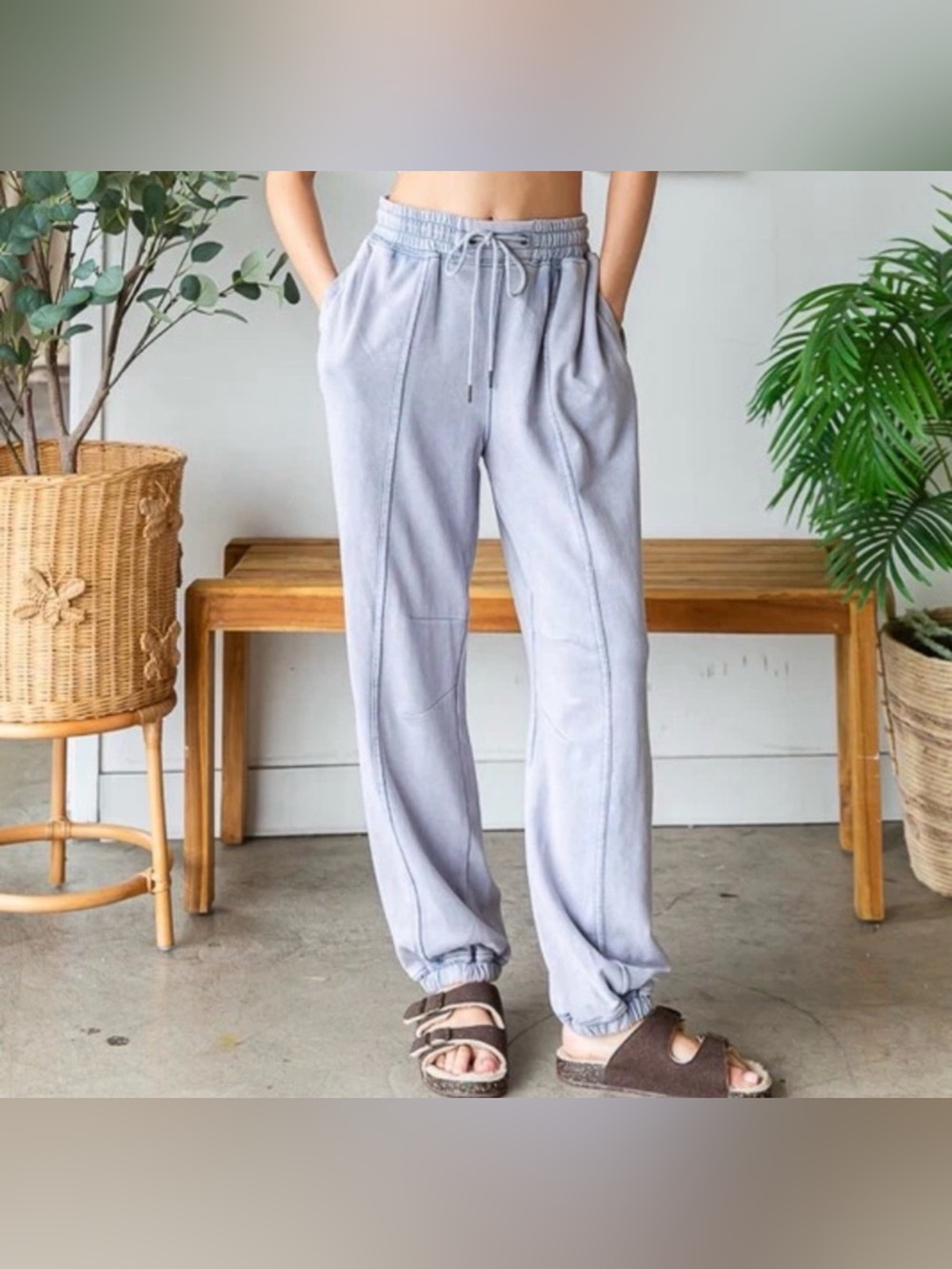 Oli & Hali Joggers ~ Mineral Wash Blue Gray